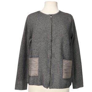 Sweater Jacket Ribbed Knit Classic Demian Collection  Women’s Size S / M Gray